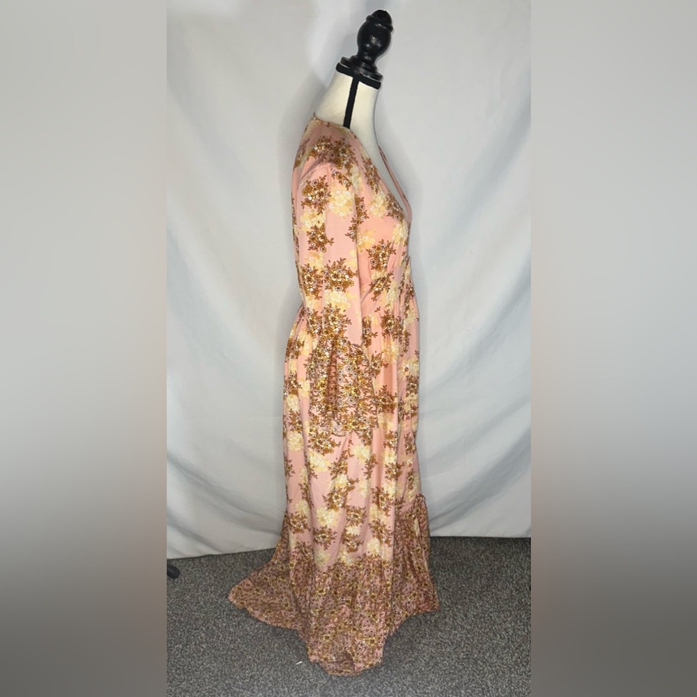 Vera Moda Floral Eavis Maxi Dress In Rose Tan Size M Romantic Wedding - Picture 2 of 16
